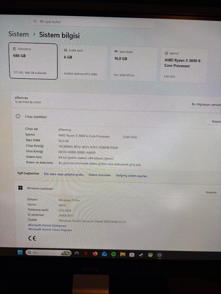 nvidia Rtx2060 masaüstü pc satılık - 2
