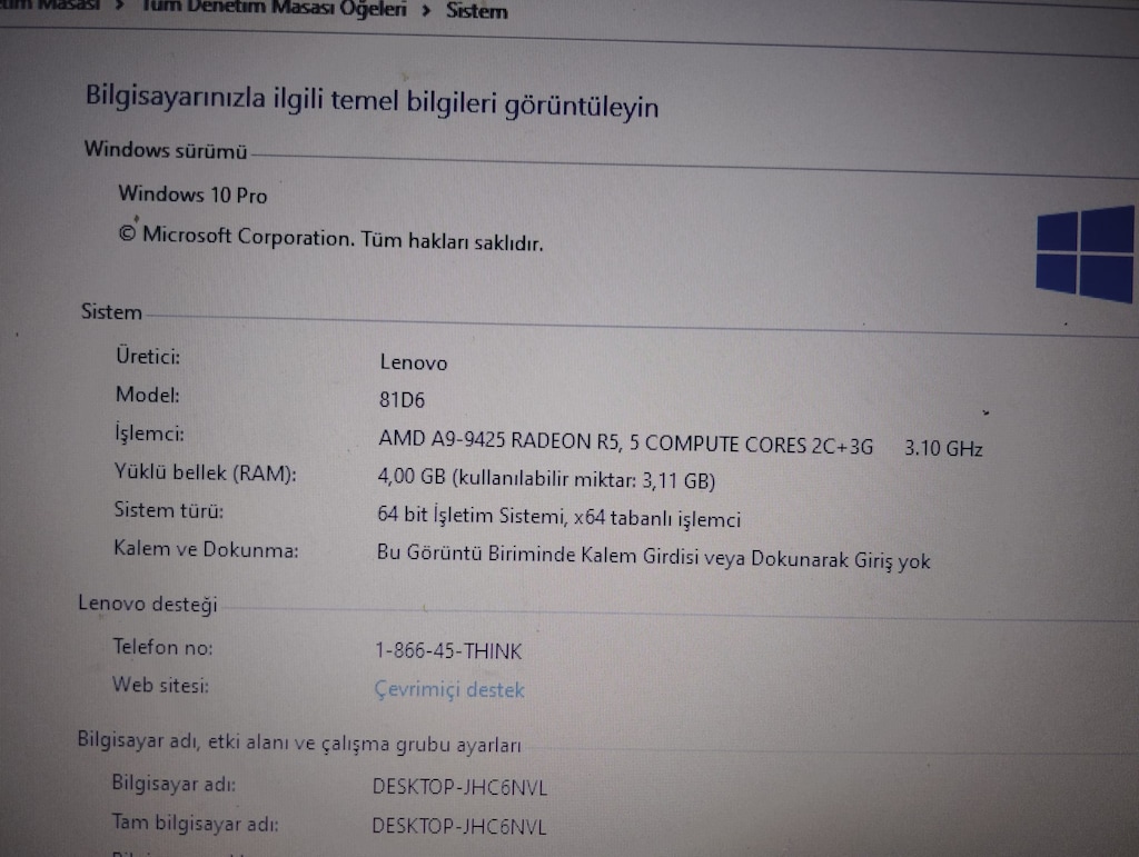 Lenovo Laptop AMD A9-9425 4GB DDR4 RAM 512 GB SSD - 5