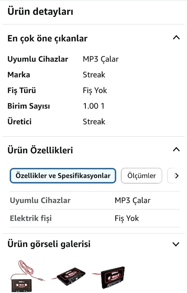 KABLOLU OTO TEYP KASET ADAPTÖRÜ - 12