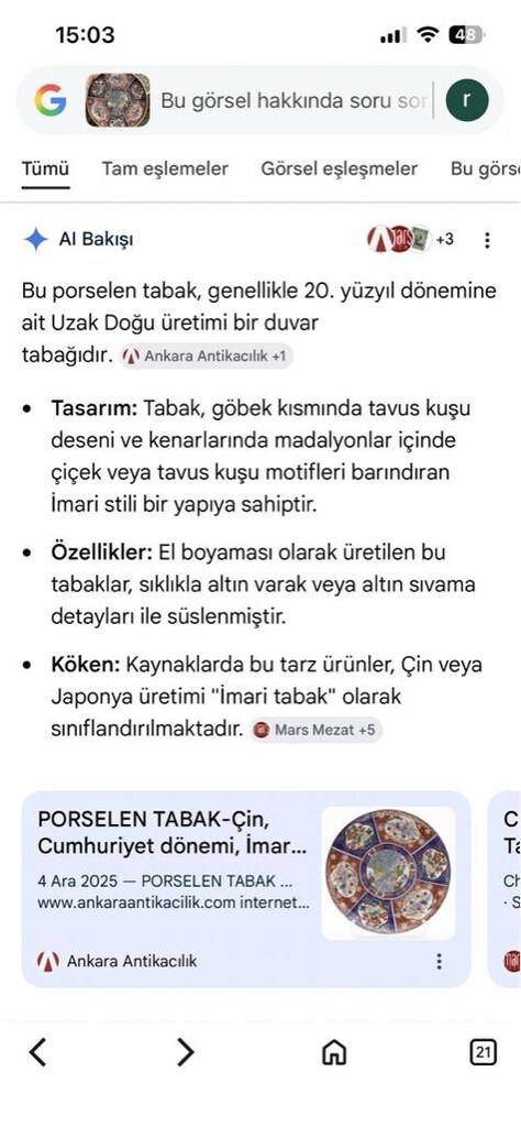 antika el boyama porselen tabak - 8