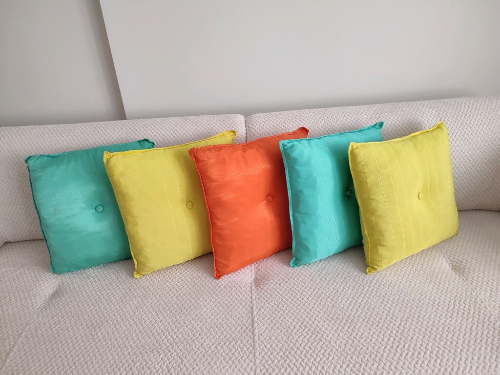 5 Adet 40x40 cm Renkli Dekoratif Kırlent Takımı - Turkuaz Sarı Turuncu - 2