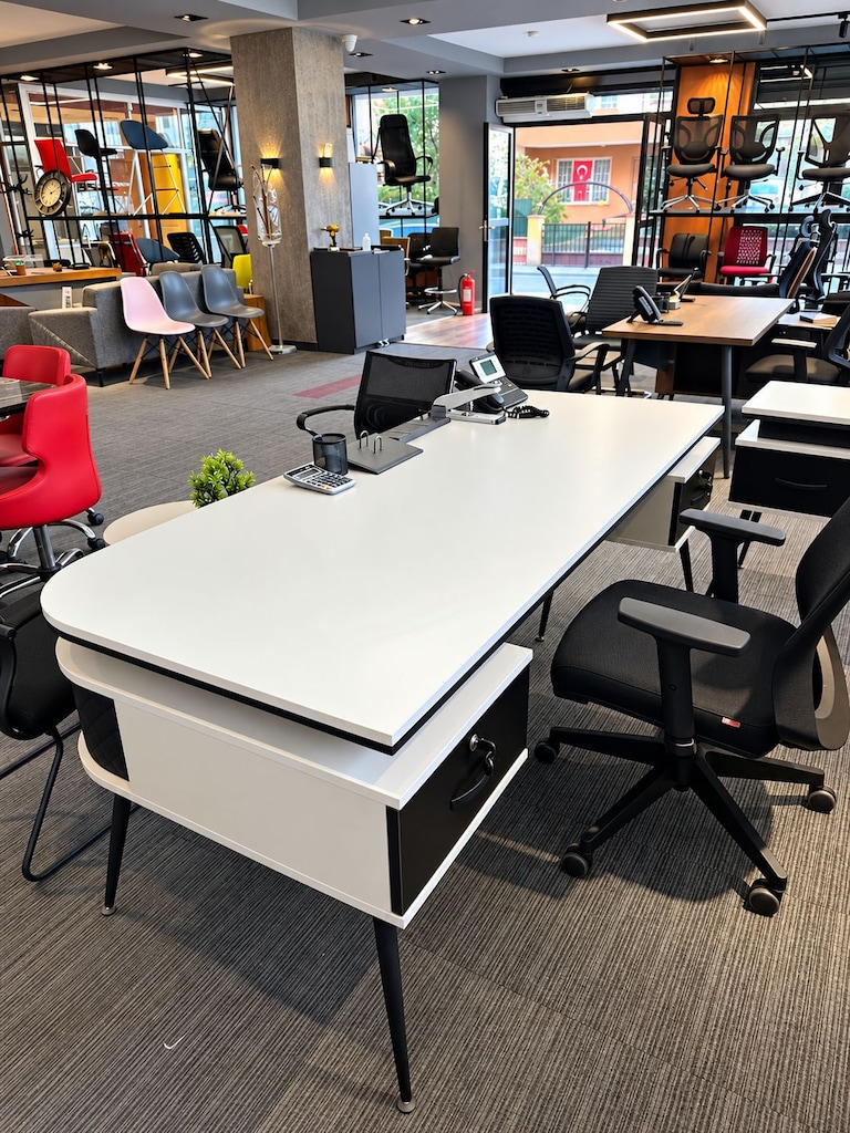 KLAS OFİS ÜSKÜDAR 200x85 cm KUM BEJİ SİYAH YÖNETİCİ TAKIMI - 5