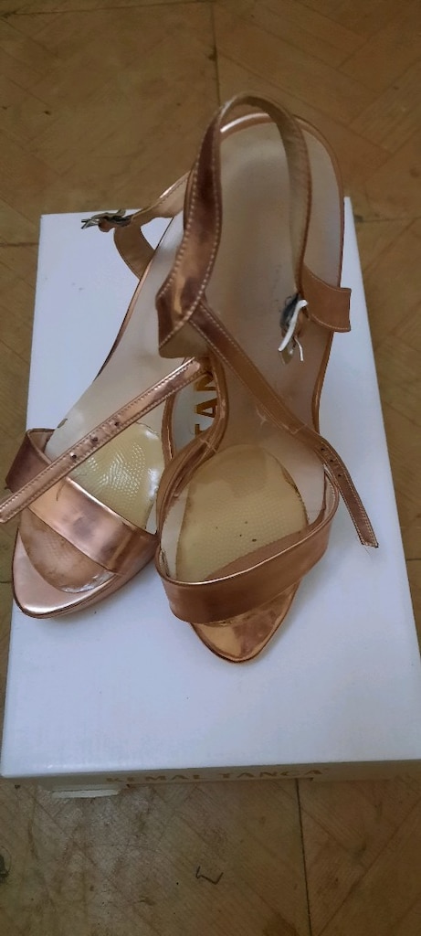 Kemal Tanca topuklu metalik rose ayakkabı - 5