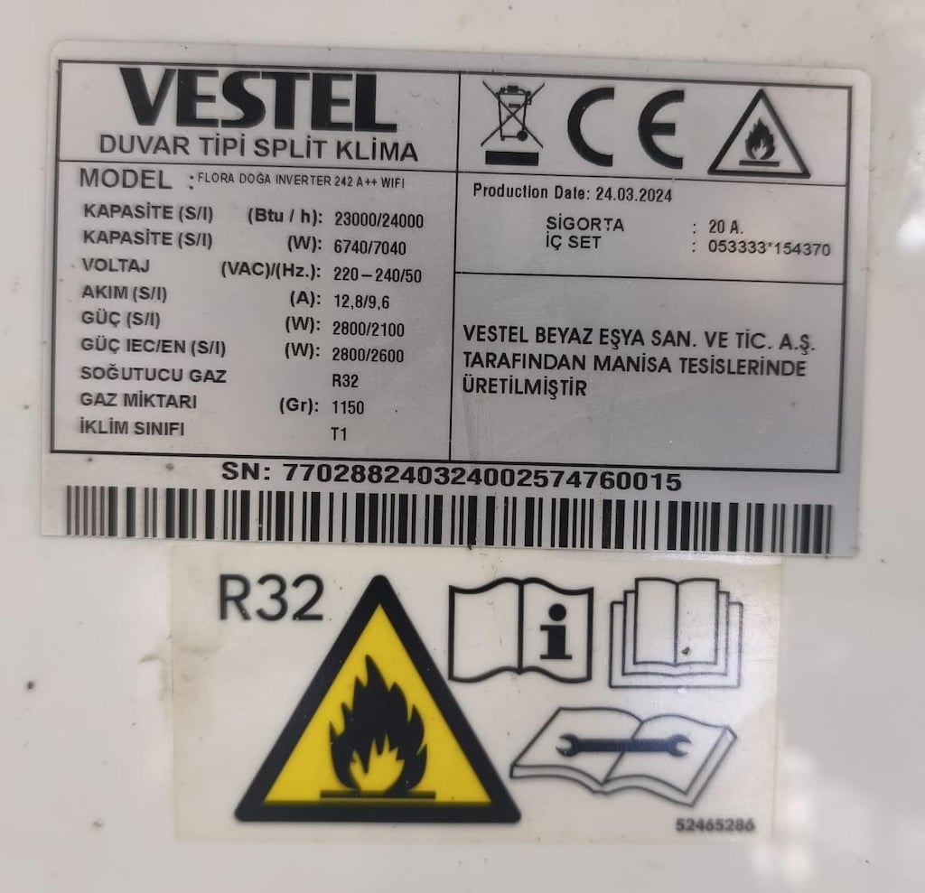 Vestel Flora Doğa 24000 BTU WiFi Inverter Duvar Tipi Split Klima - 9