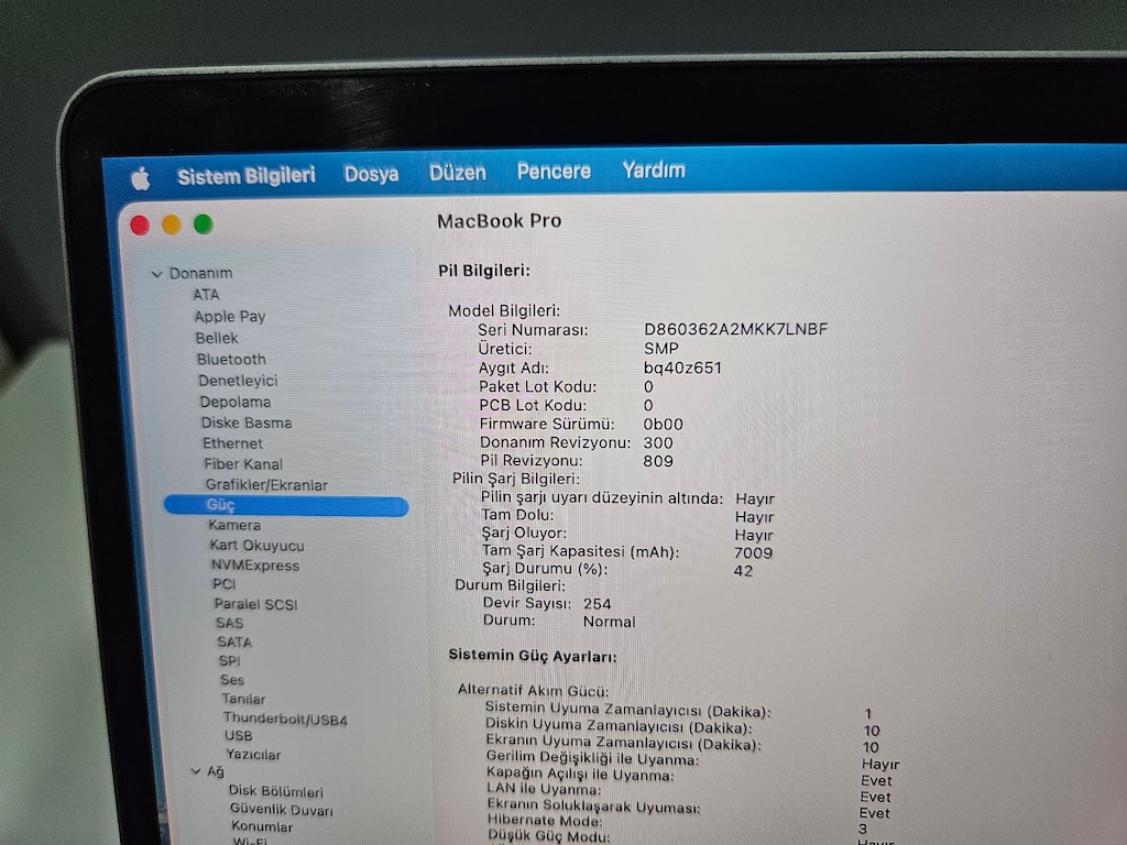 MACBOOK PRO +16 İNÇ+i7 +16 GB RAM+500 GB SSD+ PİL DEVRİ 260 - 9