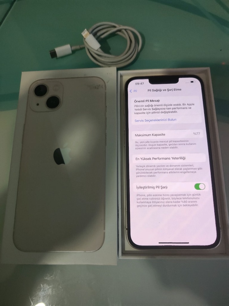 KARTA TAKSİT İPHONE 13 128 GB PİL 78 KUTU VE ŞARJ ALETİ MEVCUT TEMİZ - 3