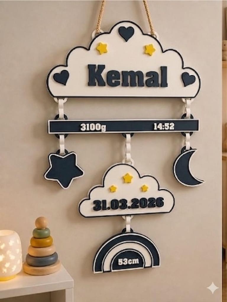 yeni doğan bebek kapı ve duvar süsü - 3