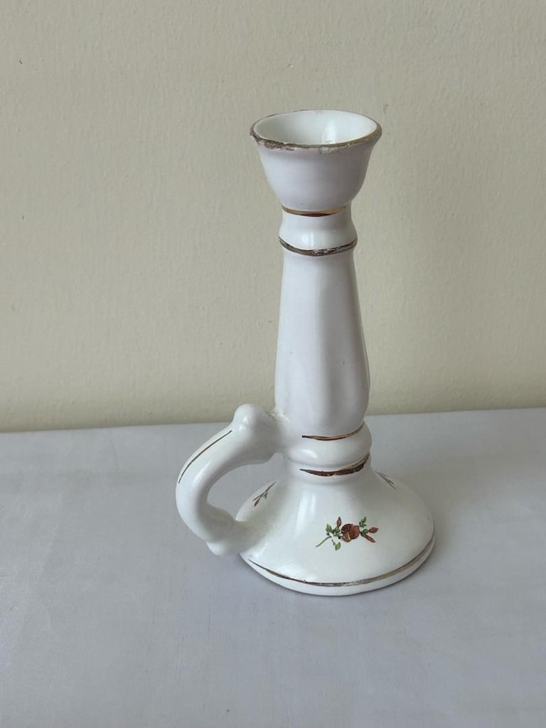 Vintage Porselen Kulplu Şamdan - 11