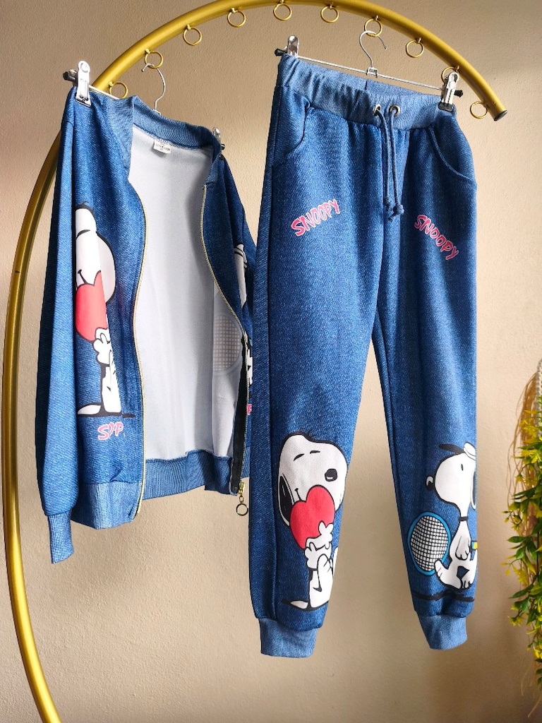 Kids Snoopy Baskılı Unisex Lacivert Çocuk Takımı 9 -10 Yaş - 6