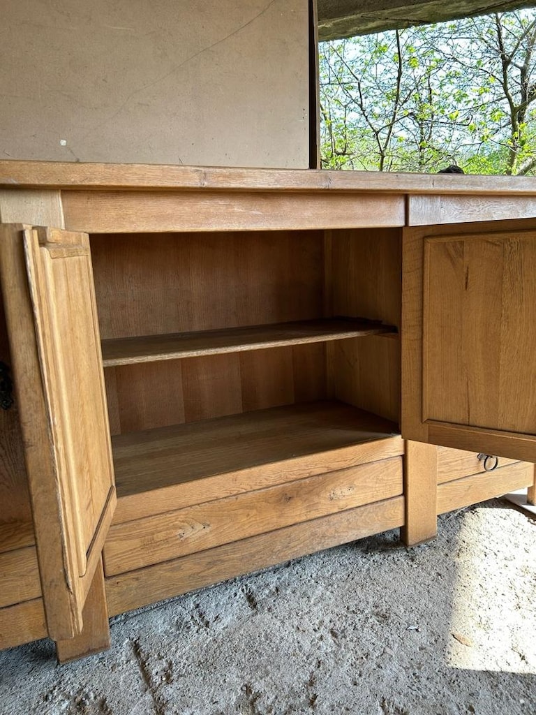 Fransız Masif Meşe Büfe 260cm Enfilade El Oyması - 7