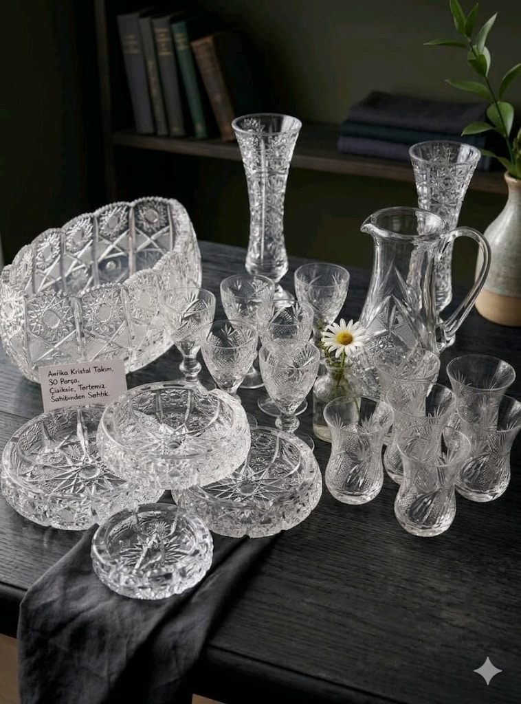 Paşabahçe Klasik Kesim Kristal Vazo Takımı