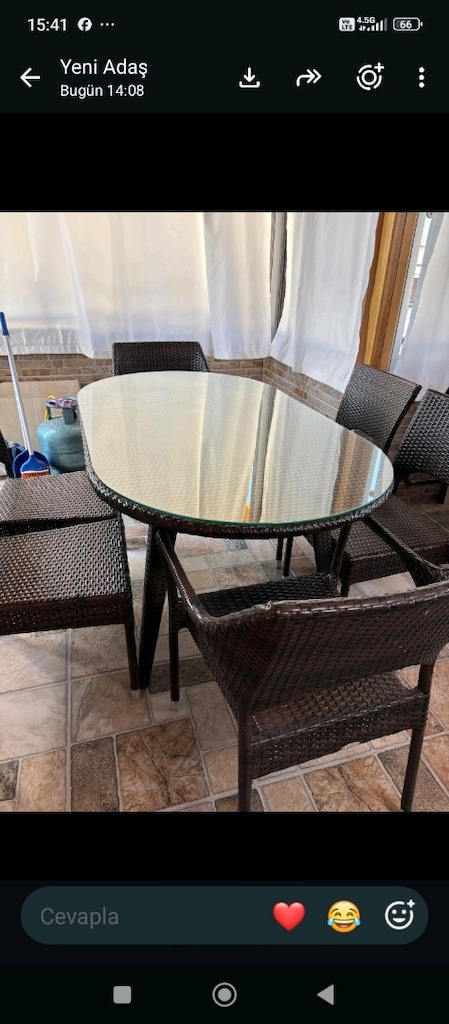 teras keyfi hasır set 6 sandalye bir masa - 2