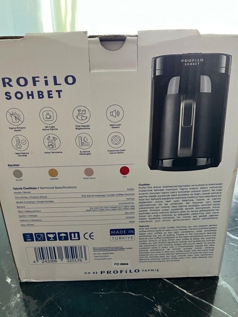 Sıfır PROFİLO metal kahve makinesi(fincan takımı hediyeli) - 2