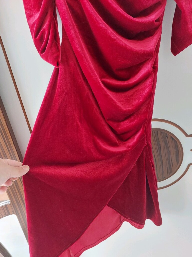 bordo kadife kıyafet - 3
