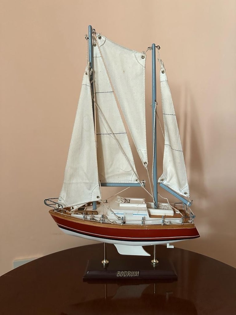 El Yapımı Ahşap Maket Tekne / Yelkenli Seti (31 cm & 43 cm) - 5