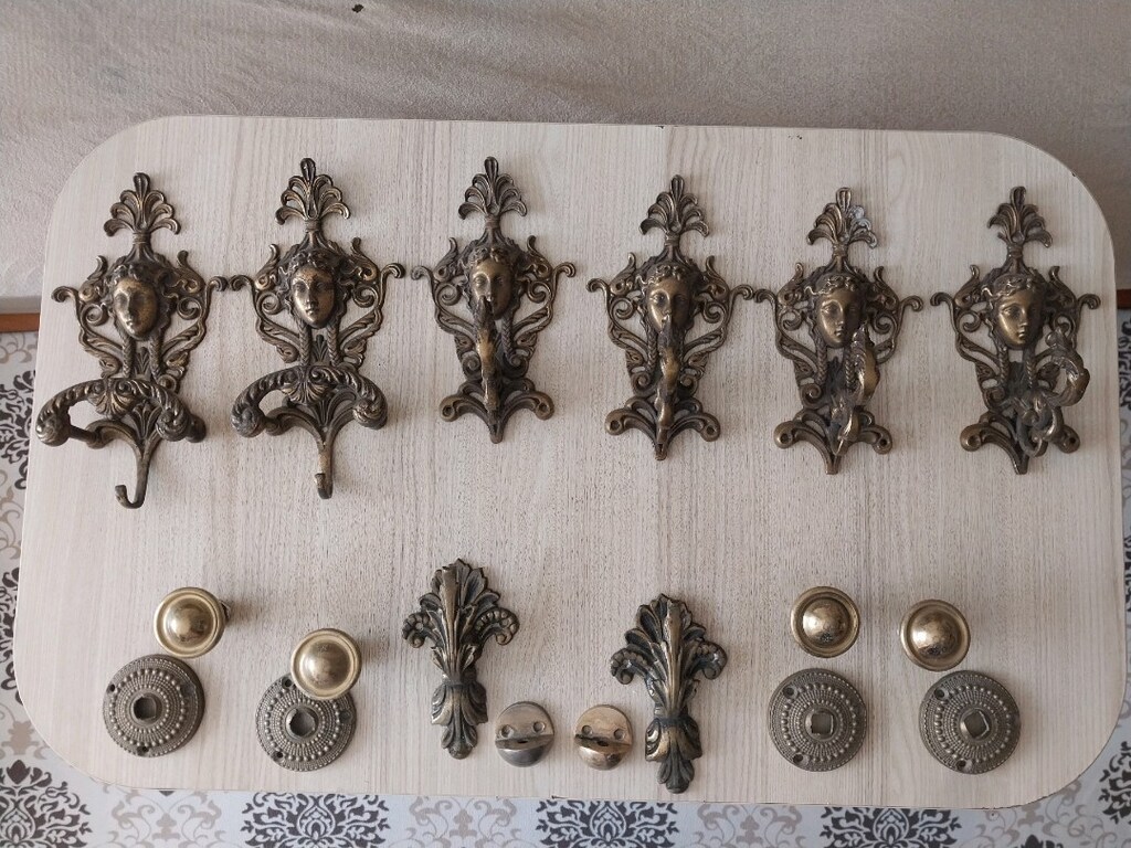 Antika pirinç askılıklık kapı kulpu - 8