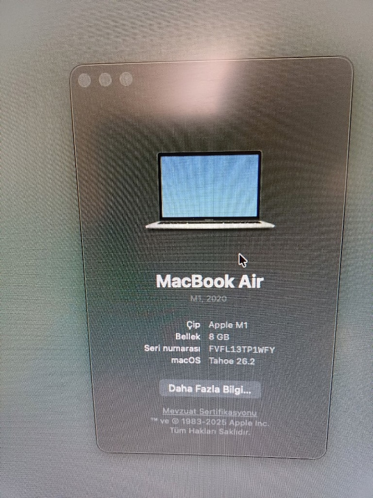 M1 Macbook Air (MONİTÖR HARİÇ) 8/256 GB - 2