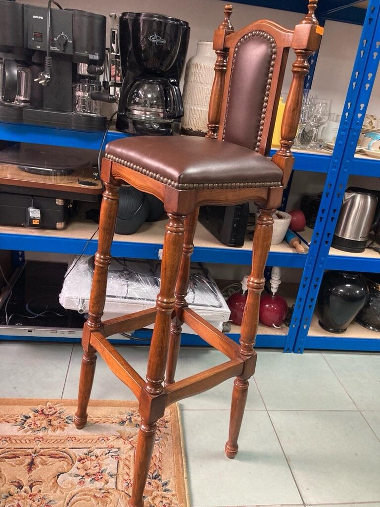 Vintage Fransız deri bar sandalyesi - 8