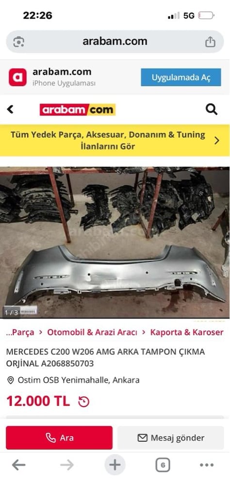 Mercedes C200 w206 Amg arka tampon - 10