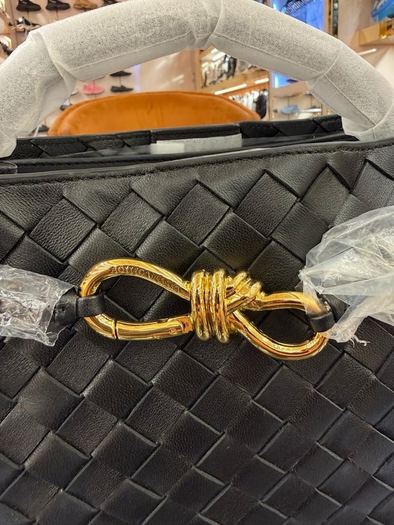 Bottega Veneta Siyah Örgü Deri Andiamo - 10