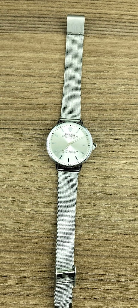 Sıfır Kutulu 35 mm Gümüş Renk Quartz Pilli Kol Saati – Metal Hasır Kor - 3
