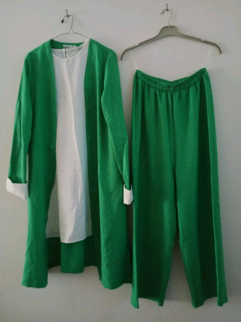 Yeşil Kimono 3'lü takım - 38 Beden (Fıstık yeşili) - 2