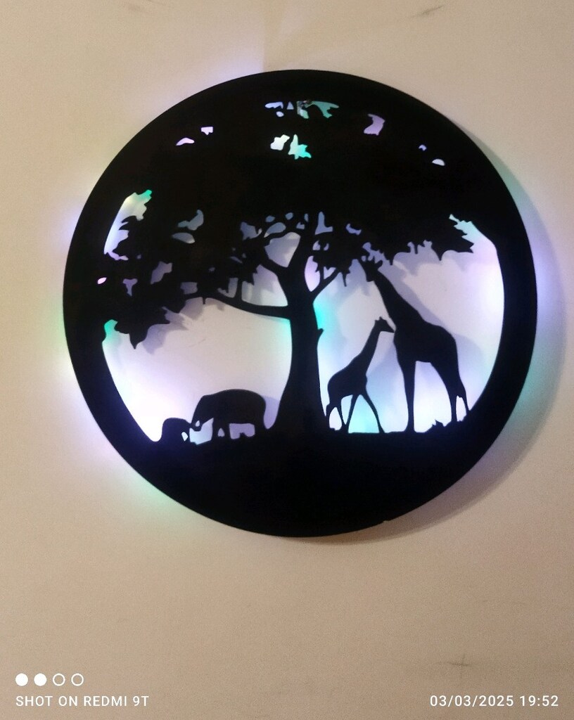 Dekoratif pano. Afrika pano. LED ışıklı.30x30 cm. 2 AA pilli. - 3