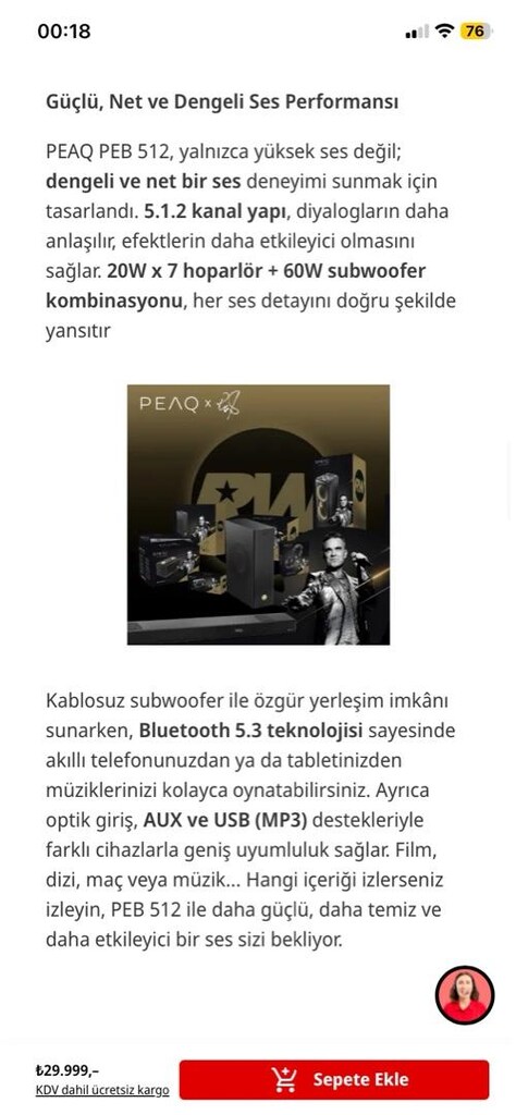 Peaq ses sistemi sıfır - 6