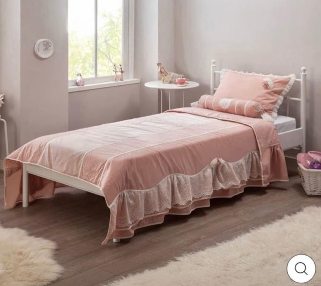 çilek pembe dantelli tek kişilik dream yatak örtüsü - 2