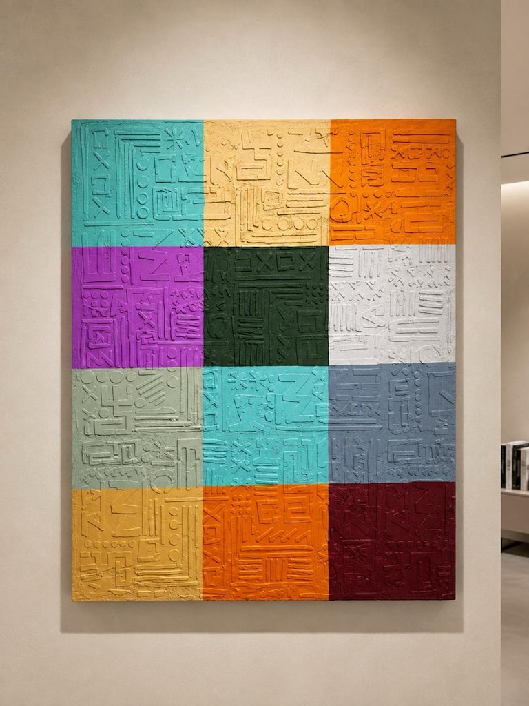 TABLO EL İŞÇİLİĞİ MDF ÜZERİ DOKULU KABARTMALI 80x100 RENKLİ TABLO - 2
