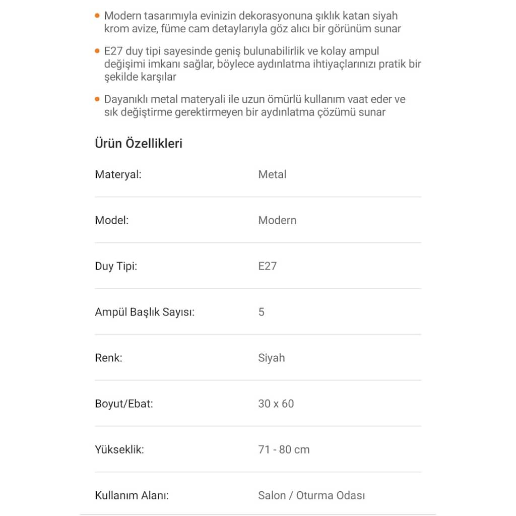5 Top Sarkıt Avize - 5