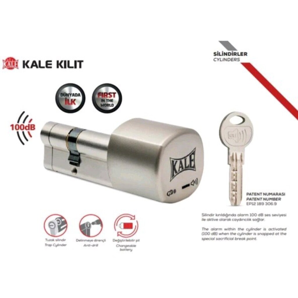 Kale 164 ASYN 68 mm Alarmlı Tuzaklı Silindir Kilit - 2