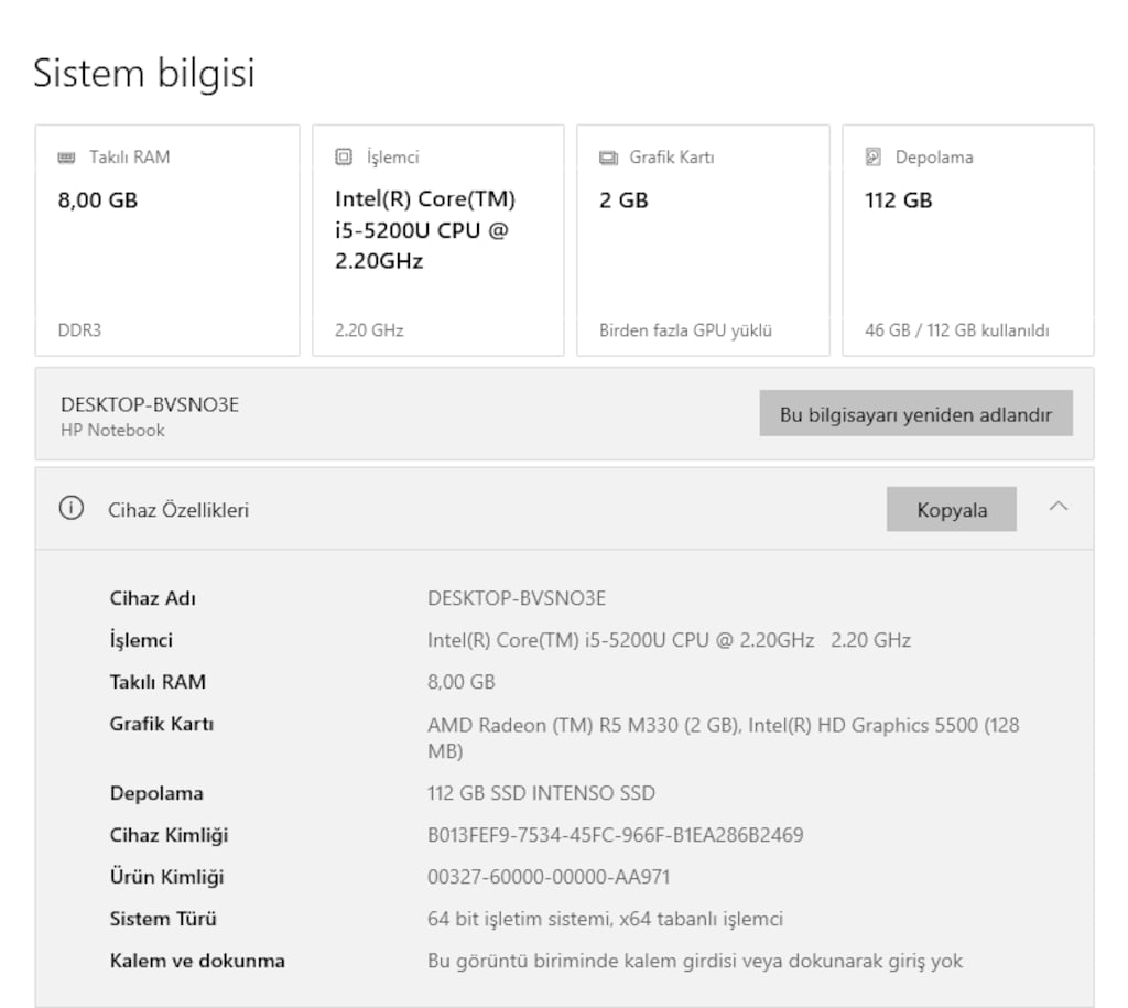 HP, Intel Core i5-5200U, 8 GB Ram, 120 Gb SSD, 2 GB Ekran kartı - 4