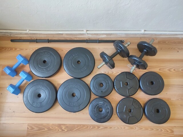 ECG 84 KG Halter & Dambıl Seti – Uzun Bar + Kısa Barlar – Temiz