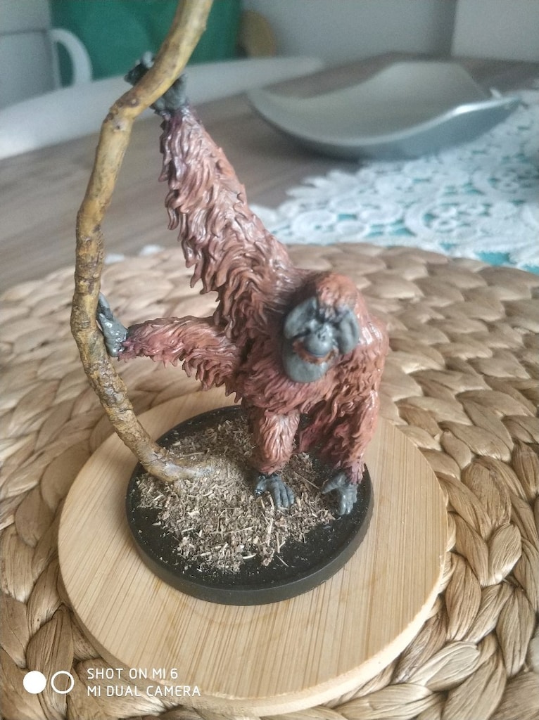 Koleksiyonluk El Boyaması Sumatran Orangutan Minyatürü (FRP / Diorama - 3
