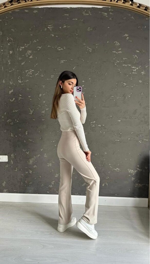 Krem Biyeli Pantolon - 2