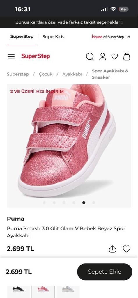 puma pembe 26 numara ayakkabı - 6