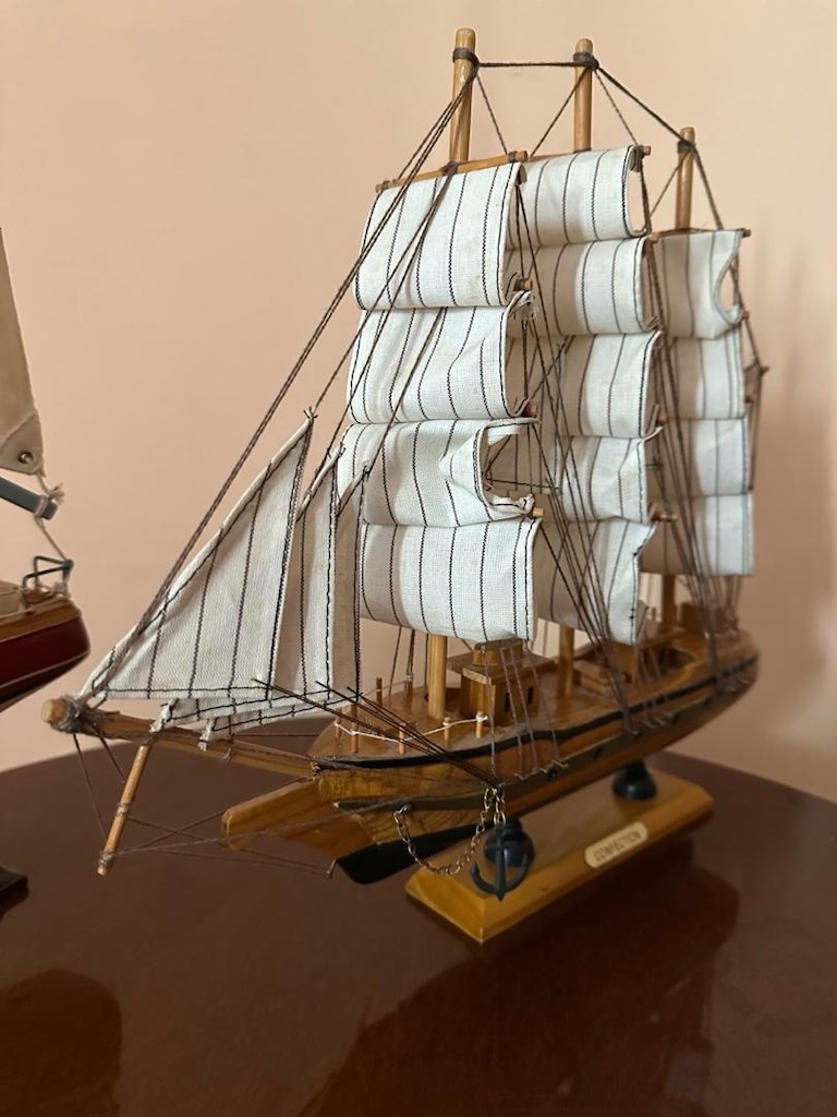 El Yapımı Ahşap Maket Tekne / Yelkenli Seti (31 cm & 43 cm) - 9