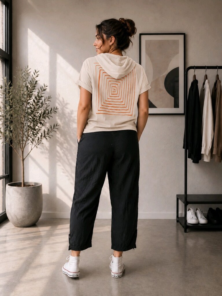 L-XL Geniş Bol Paça Kadın Günlük Keten Pantolon - 3