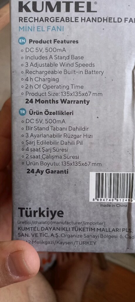 VANTİLATÖR MİNİ 14 CM SARZLİ VE KABLOLU.sifir urun.hic kullanilmadi. - 8