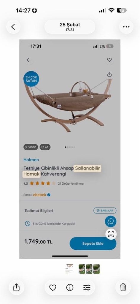 Kraft Tiger XL model Anne yanı park yatak +Hamak Salıncak+babynest - 12