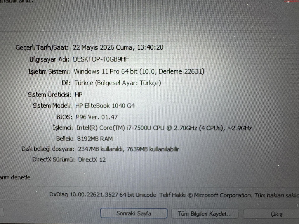 HP ELİTBOOK İ7 7. NESİL 8 GB RAM 256 NVME - 6