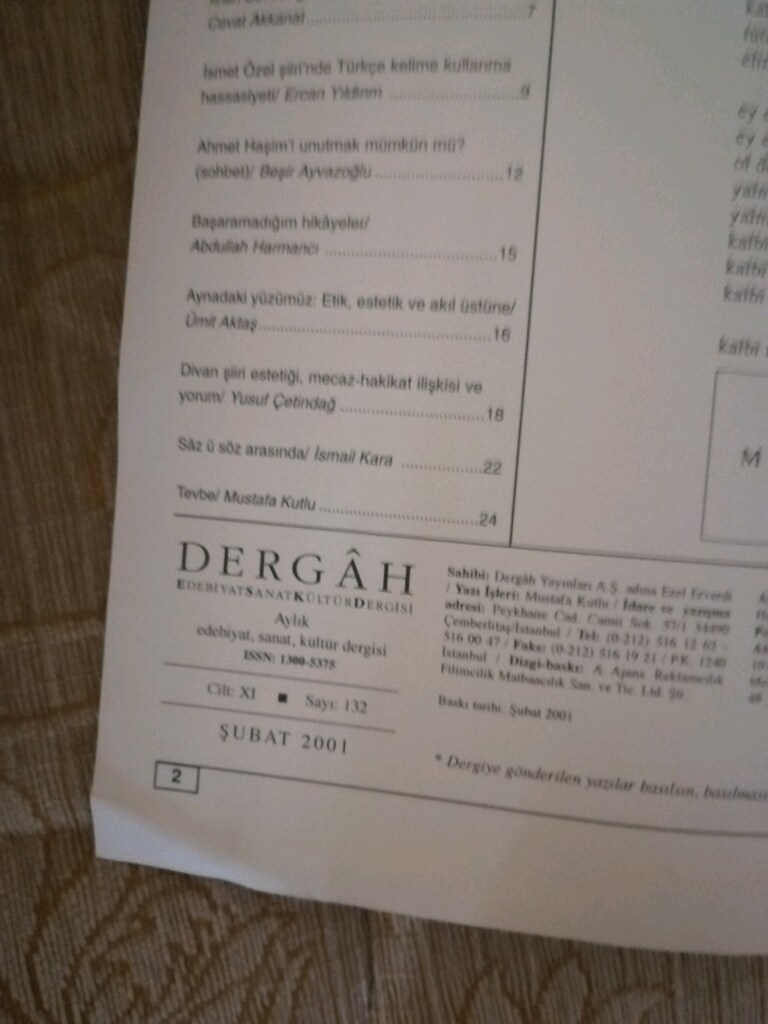 Dergah Edebiyat Sanat ve Kültür Dergisi Seti (113 Adet) - 7