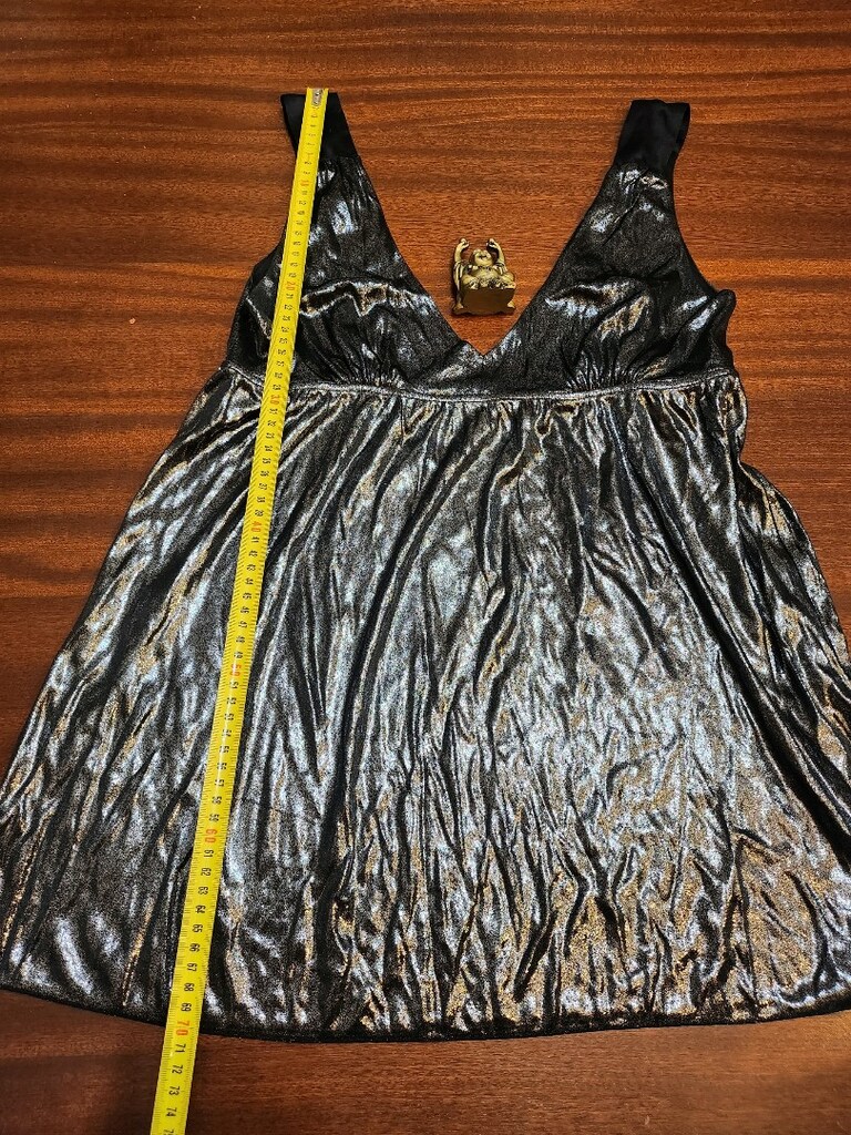 MANGO Siyah Metalik V Yaka Bluz - 5