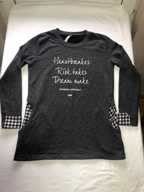 Olivia Koyu Gri Kareli Detaylı Sweatshirt (M/L)