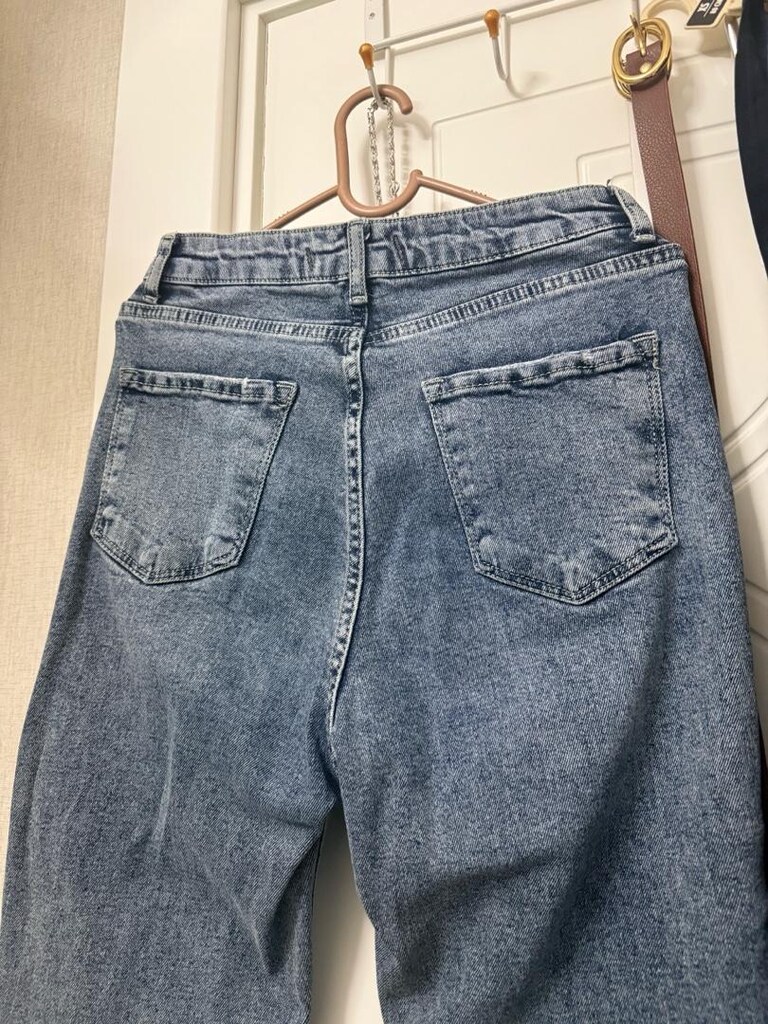 Yüksek Bel Açık Mavi Denim Jean - 5
