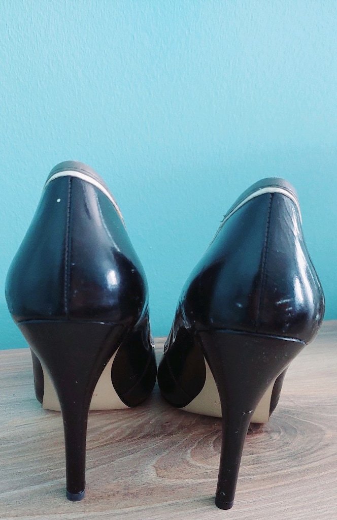 Nine West Siyah Rugan Şerit Detaylı Platform Stiletto - 9