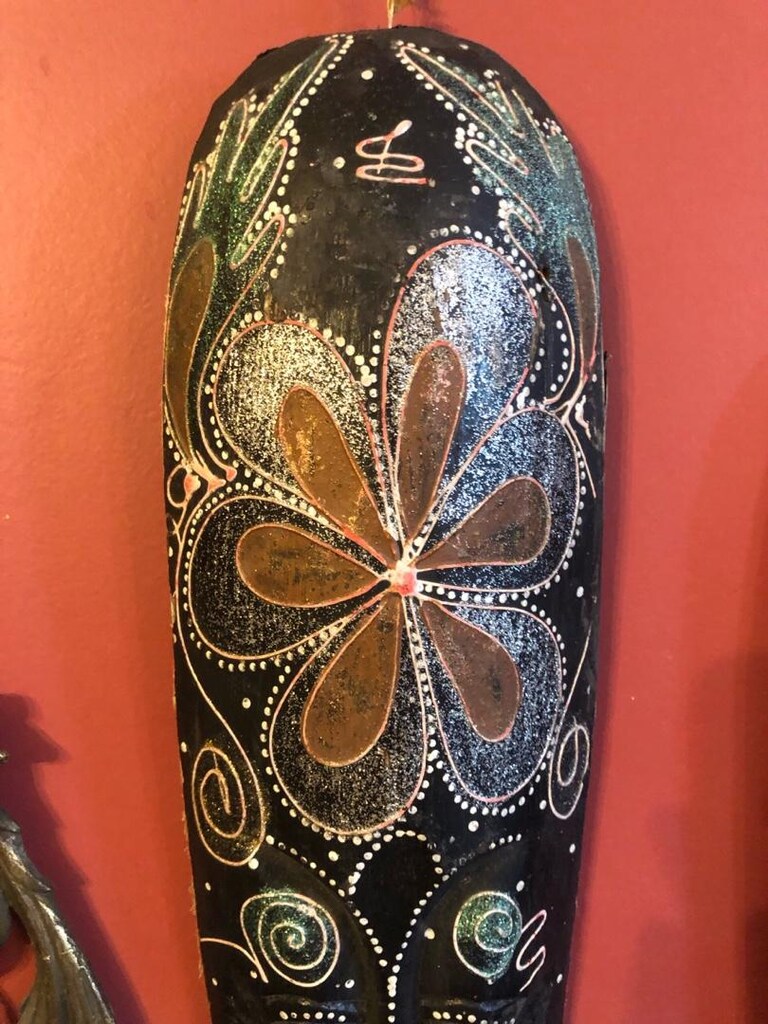 Dekoratif El Yapımı Oymalı Ahşap Mask, Duvar Süsü (2 Adet) - 6