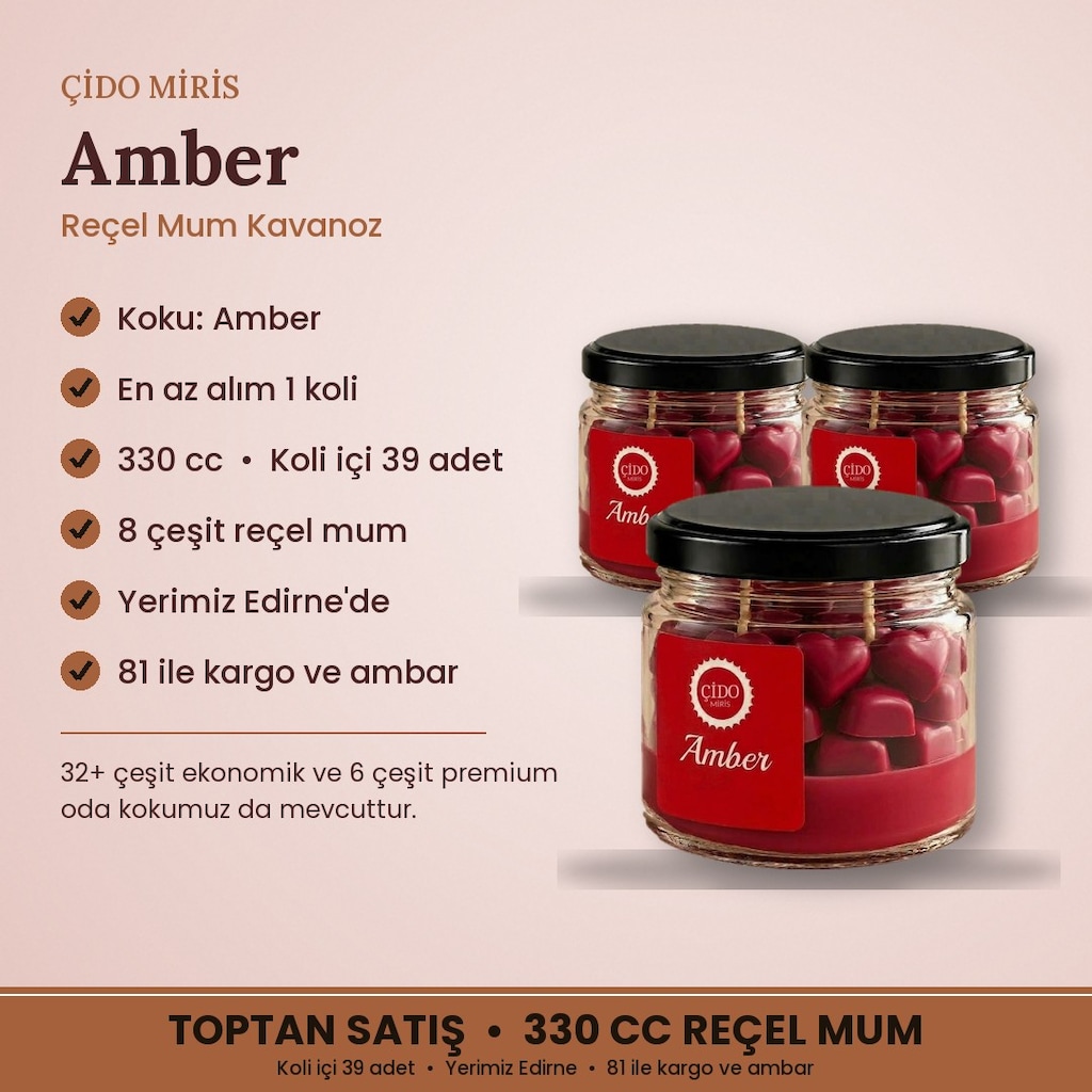 ÇİDO MİRİS REÇEL KAVANOZ MUM AMBER 330 CC | TOPTAN SATIŞ - 2
