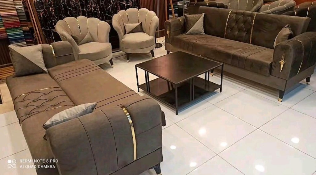 Mavi Kadife Koltuk Takımı - 5